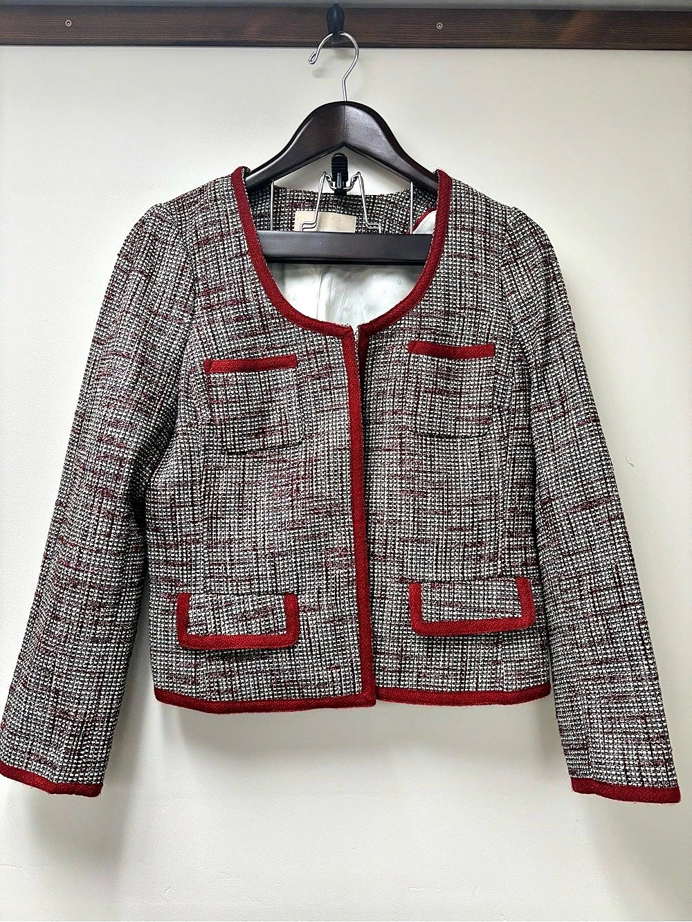 Banana Republic Checkered Tweed-Style Jacket Size 10 Like New